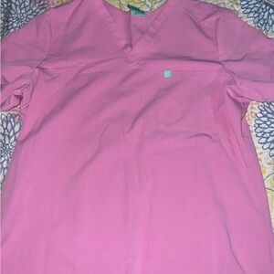 Pink V-Neck Scrub Top & Pants